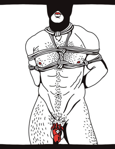 Drummer Mag Illustration Roped and Cock Caged